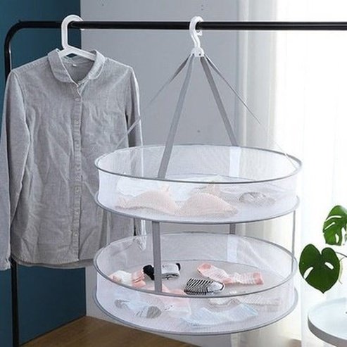 Double Layer Folding Clothes Drying Net Clothes Drying Rack Thick Anti-deformation Convenient Hanging Clothes Drying Bag. Type: Drying Racks and Hangers.