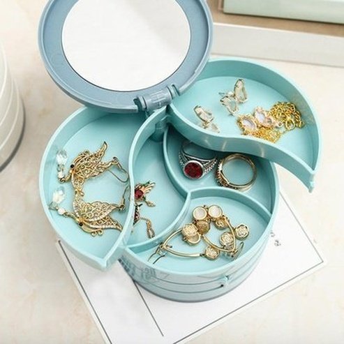 Rotating Plastic Jewelry Holder and Cosmetic Organizer