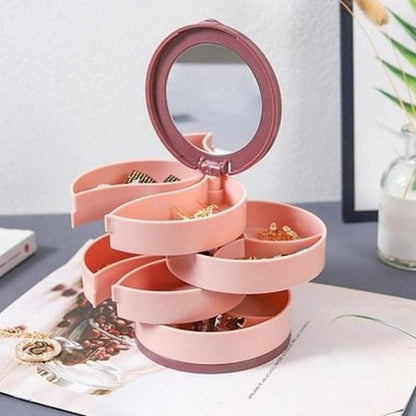 Rotating Plastic Jewelry Holder and Cosmetic Organizer