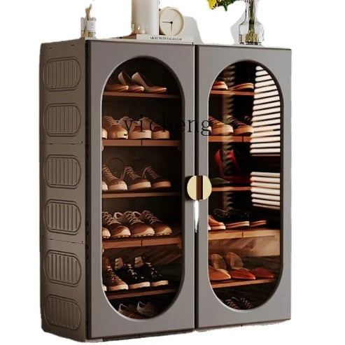Indoor multi-layer plastic shoe rack without installation