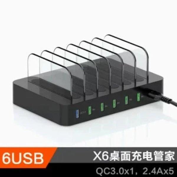Kini 6-Port USB Charger: QC3.0 Power Delivery, Desktop Charging Station