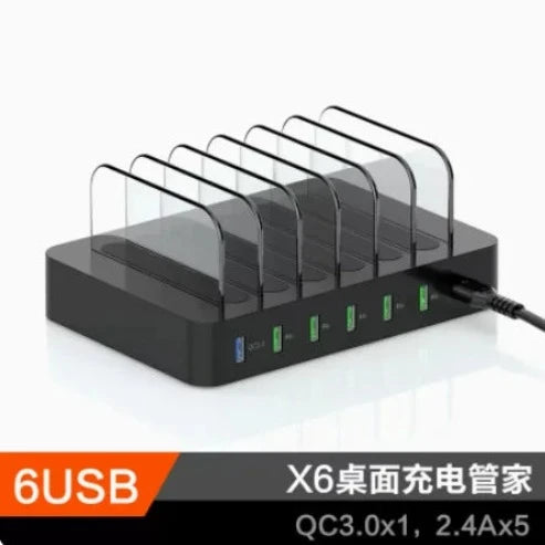 Kini 6-Port USB Charger: QC3.0 Power Delivery, Desktop Charging Station