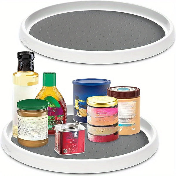 Kitchen Spice Rack, Rotating Organizer Tray, Pantry Countertop Lazy Turntable Organizer