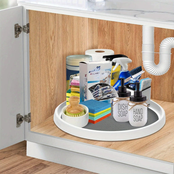 Kitchen Spice Rack, Rotating Organizer Tray, Pantry Countertop Lazy Turntable Organizer