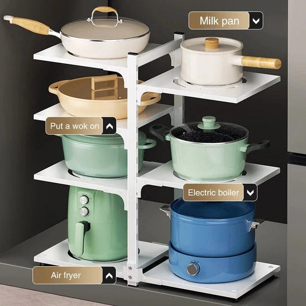 Kitchen Storage Rack Floor Multi-Layer Pot Rack Kitchen Cabinet Layered 