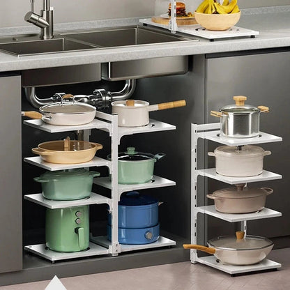 Kitchen Storage Rack Floor Multi-Layer Pot Rack Kitchen Cabinet Layered 
