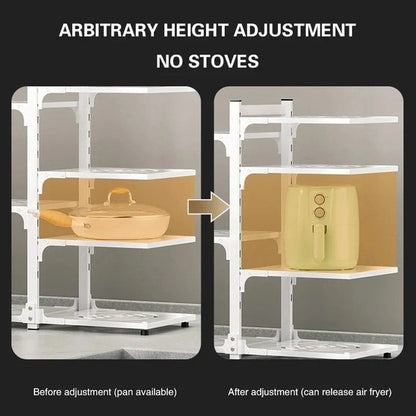 Kitchen Storage Rack Floor Multi-Layer Pot Rack Kitchen Cabinet Layered 