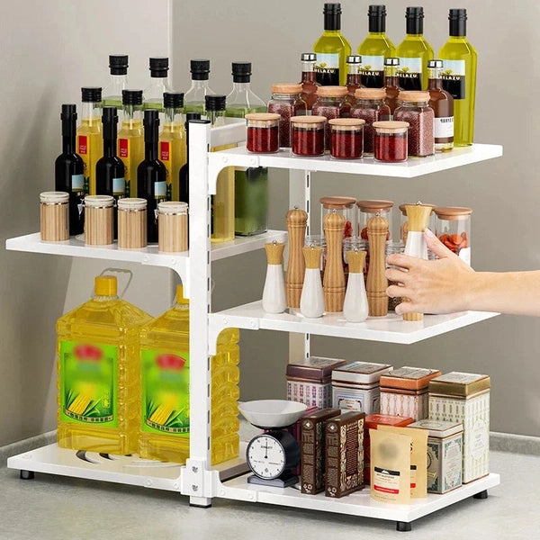Kitchen Storage Rack Floor Multi-Layer Pot Rack Kitchen Cabinet Layered 