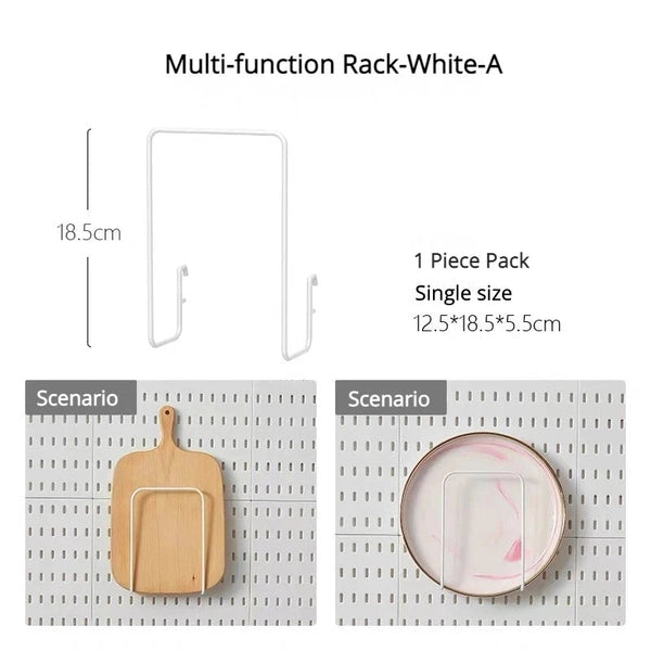 Kitchen Storage Rack Wall Mount Pegboard Combination with Hanger Hooks