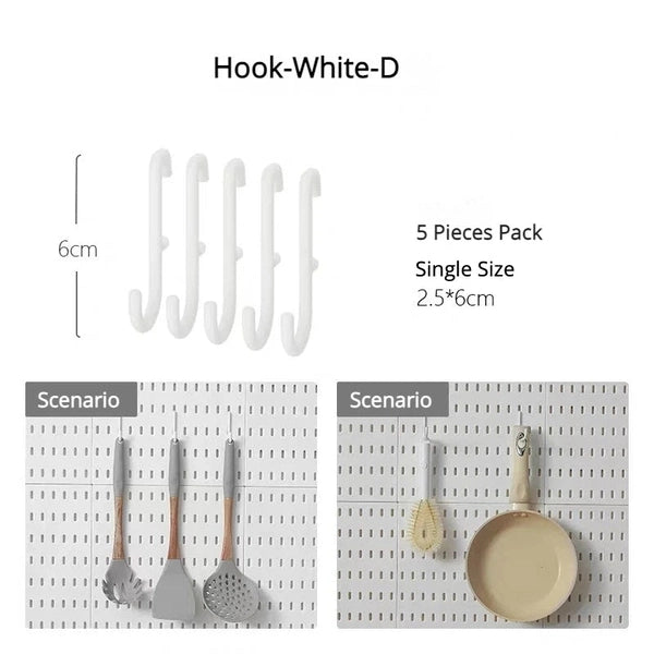 Kitchen Storage Rack Wall Mount Pegboard Combination with Hanger Hooks