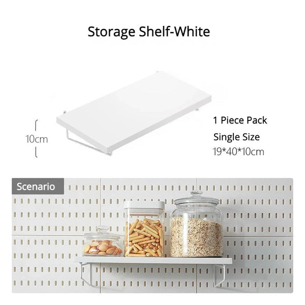 Kitchen Storage Rack Wall Mount Pegboard Combination with Hanger Hooks