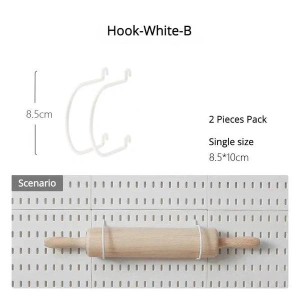 Kitchen Storage Rack Wall Mount Pegboard Combination with Hanger Hooks