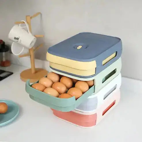Large Capacity Egg Storage Box for Drawer or Refrigerator