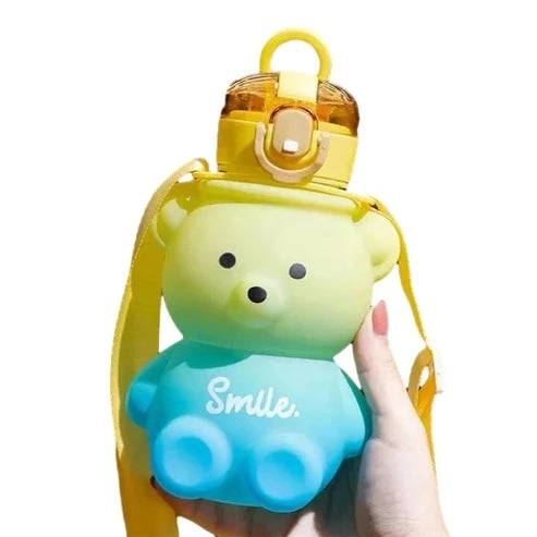 Large Cartoon Bear Portable Straw Water Bottle