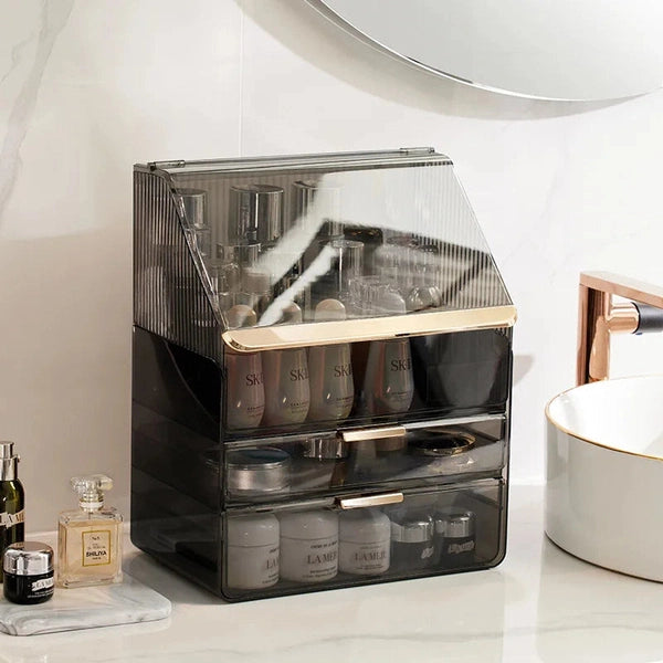 Large Capacity Skincare and Jewelry Storage Box with Drawers and Lid