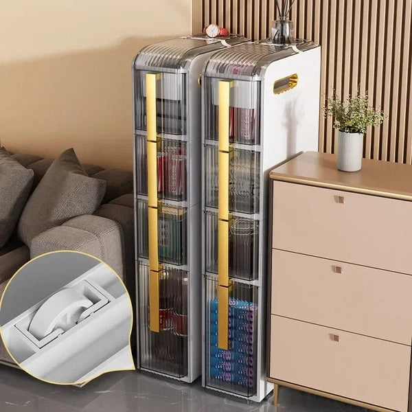 Light Luxury Bathroom Sandwich Cabinet Storage Rack, Slim Storage Cart