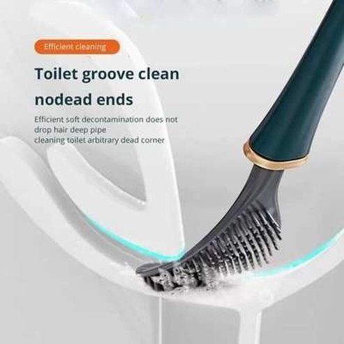 Long Handle Soft Hair Toilet Cleaning Brush Set Silicone