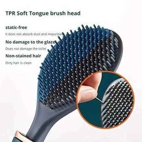 Long Handle Soft Hair Toilet Cleaning Brush Set Silicone