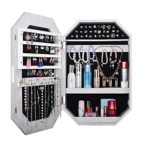 Makeup Mirror Cosmetic Storage Cabinet with Jewelry Storage