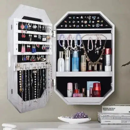 Makeup Mirror Cosmetic Storage Cabinet with Jewelry Storage
