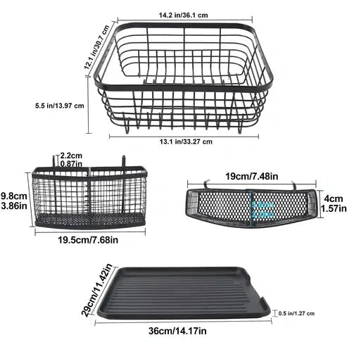 Metal Dish Drying Rack with Silverware Basket