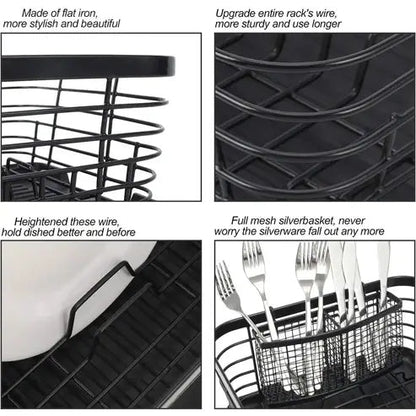 Metal Dish Drying Rack with Silverware Basket