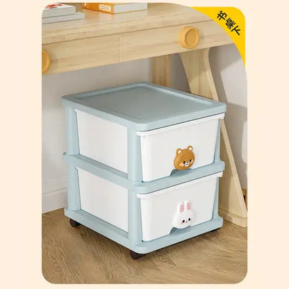 Mobile Plastic Sundries Storage Drawers Cabinet with Wheels