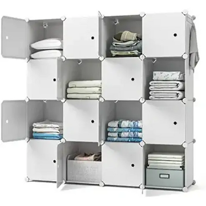 Modular Wardrobe Storage System with 16 Cubes