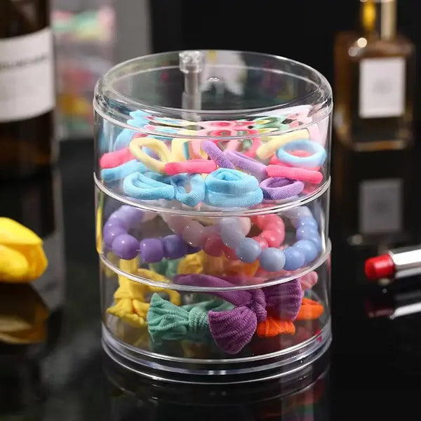 Multi-Layer Rotating Transparent Round Jewelry Box for Earrings, Studs, Necklaces