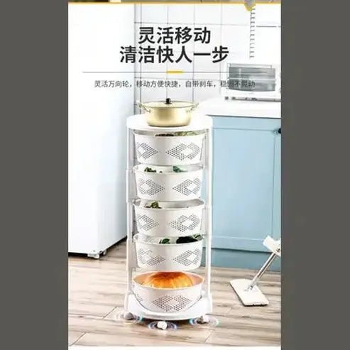 Multi-Tier Floor Shelf Organizer for Kitchen