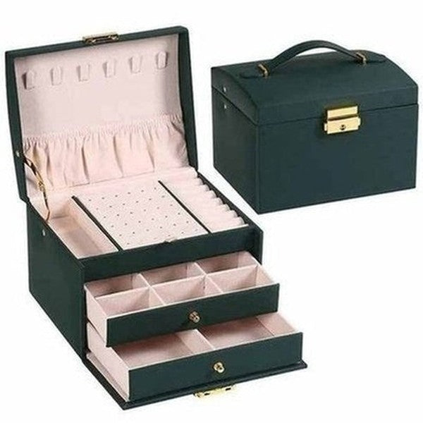 Multi-functional Three-layer Leather Jewelry Box