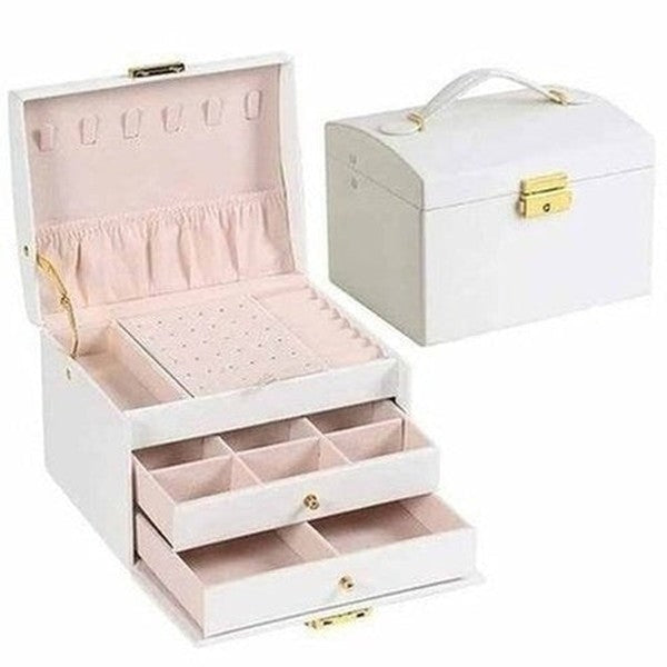 Multi-functional Three-layer Leather Jewelry Box