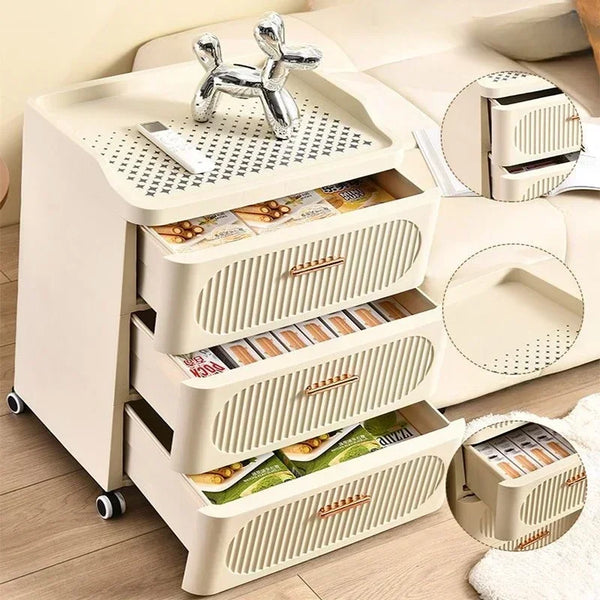 Multi-layer Drawer Nightstand, Removable Snacks and Toys Storage Cabinet