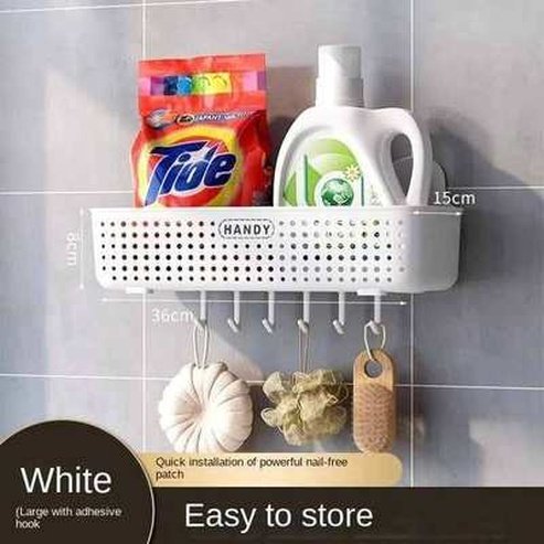 Multifunctional Bathroom Shelf Organizer No-drill Wall Mount