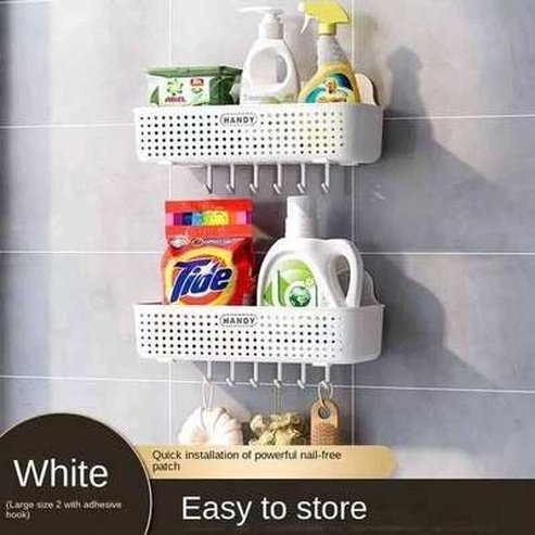 Multifunctional Bathroom Shelf Organizer No-drill Wall Mount
