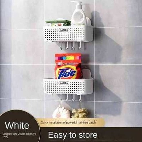 Multifunctional Bathroom Shelf Organizer No-drill Wall Mount