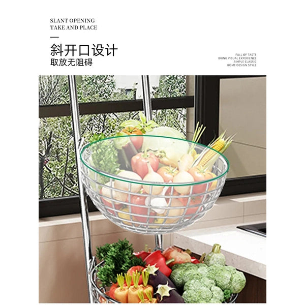 Multifunctional Kitchen Storage Cart – Mobile Layered Rack for Fruits, Vegetables & Snacks