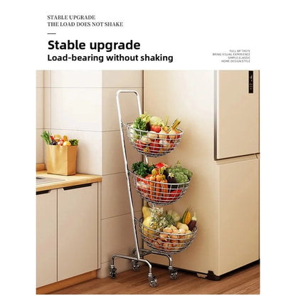 Multifunctional Kitchen Storage Cart – Mobile Layered Rack for Fruits, Vegetables & Snacks