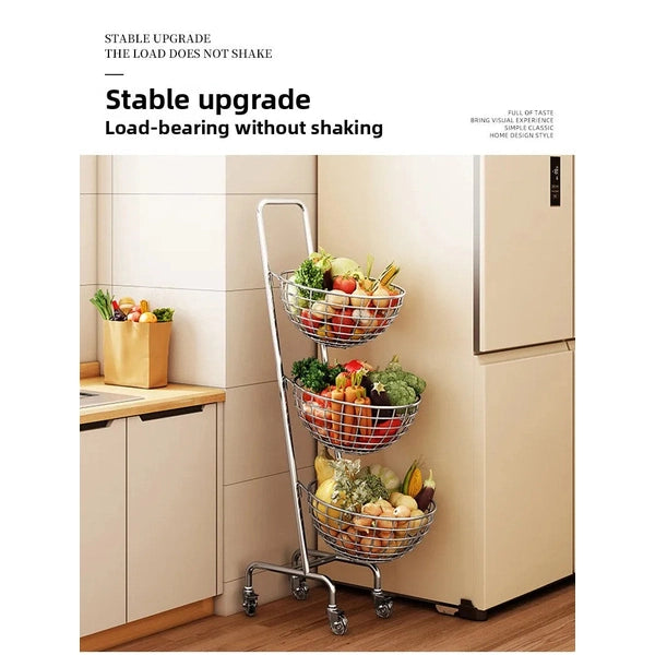 Multifunctional Kitchen Storage Cart – Mobile Layered Rack for Fruits, Vegetables & Snacks