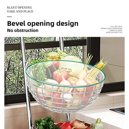 Multifunctional Kitchen Storage Cart – Mobile Layered Rack for Fruits, Vegetables & Snacks