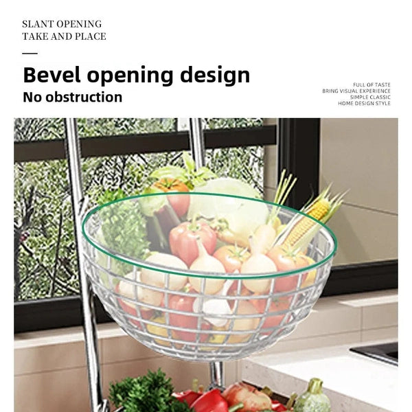 Multifunctional Kitchen Storage Cart – Mobile Layered Rack for Fruits, Vegetables & Snacks