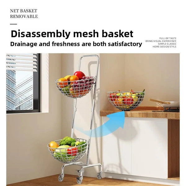 Multifunctional Kitchen Storage Cart – Mobile Layered Rack for Fruits, Vegetables & Snacks