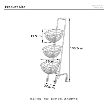 Multifunctional Kitchen Storage Cart – Mobile Layered Rack for Fruits, Vegetables & Snacks