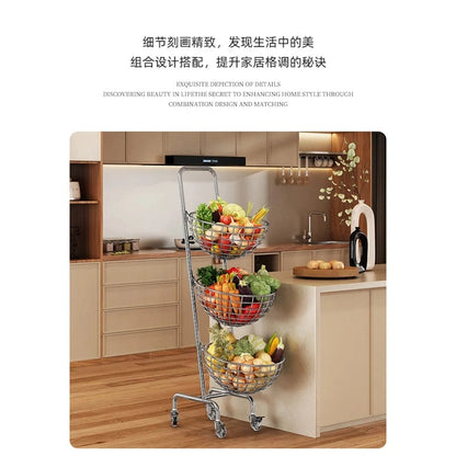 Multifunctional Kitchen Storage Cart – Mobile Layered Rack for Fruits, Vegetables & Snacks