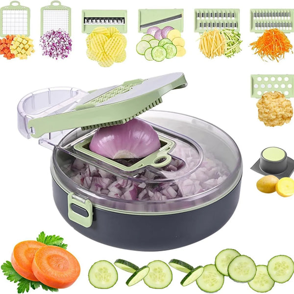 Multifunctional Vegetable Slicer, Fruit Cutter Slicer, Potato Chopper, Carrot Grater with Basket