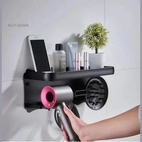 No Drilling Metal Wall-Mounted Hair Dryer Holder