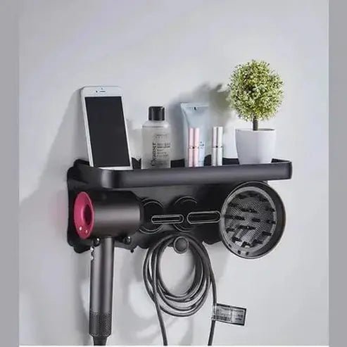 No Drilling Metal Wall-Mounted Hair Dryer Holder