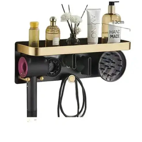 No Drilling Metal Wall-Mounted Hair Dryer Holder
