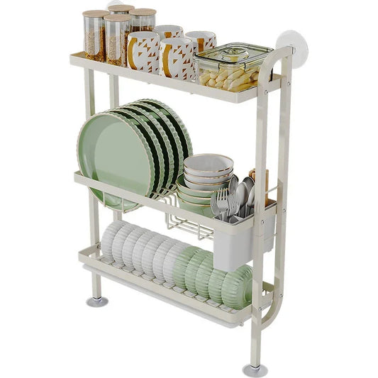 Non Perforated Kitchen Storage Rack Bowl and Dish Organizer Narrow