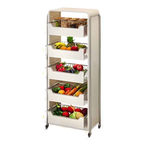 Nordic Stainless Steel Kitchen Trolley Cart Organizer with Wheels